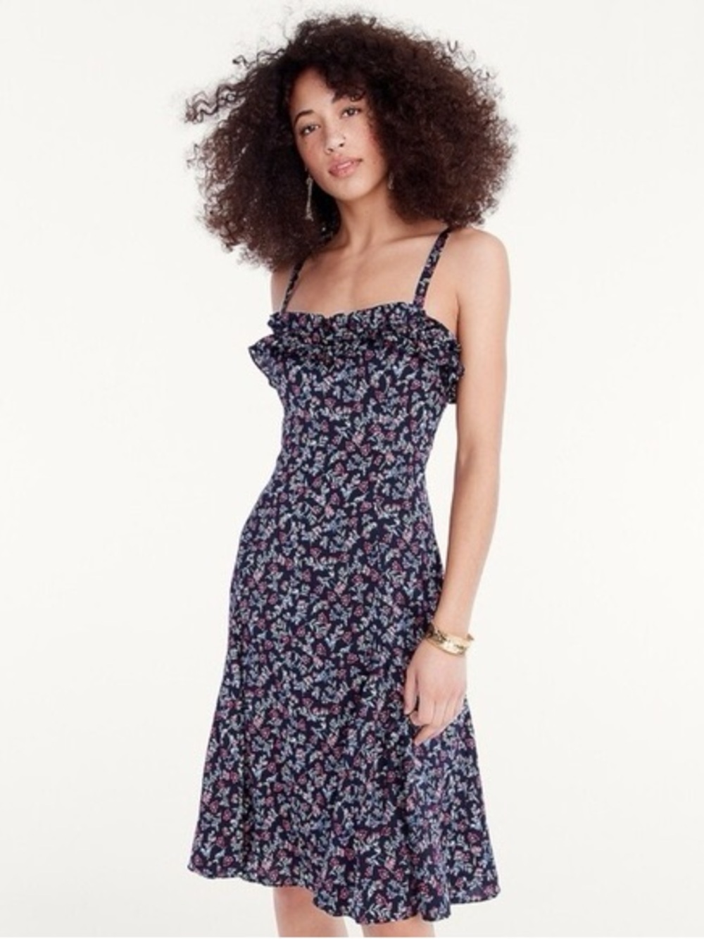 J. Crew Silk Ruffle Dress in Wisp Floral